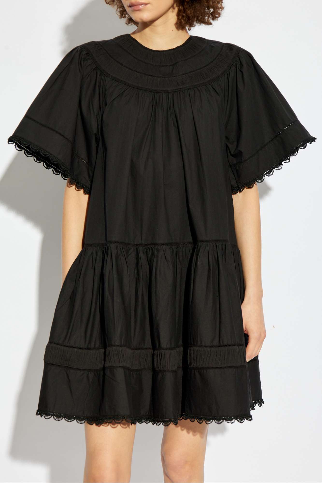 ULLA JOHNSON ブラック花柄ワンピースMA40 ULLA JOHNSON ブラック花柄ロングワンピースMA40
